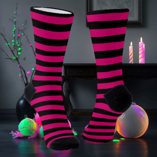 Black & Pink Striped Socks