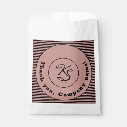 Black  Pink Stripes Monogram  Company Paper Bag