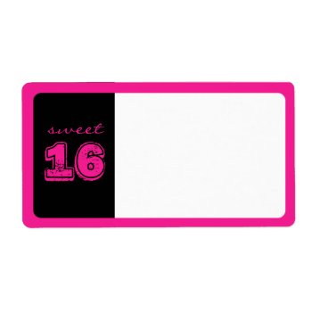 Black & Pink Sweet 16 Address Labels by Joyful_Expressions at Zazzle