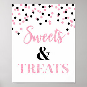 Black Pink Sweets & Treats Dessert Table Poster