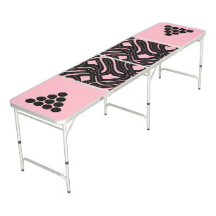 Black & Pink Swirl Design Beer Pong Table