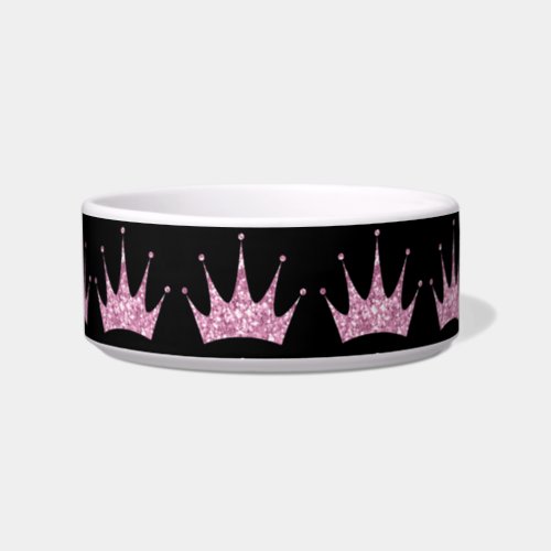 Black Pink Tiara Princess Pet Feeding Bowl