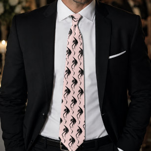 Black Pink Tribal Dragon Neck Tie