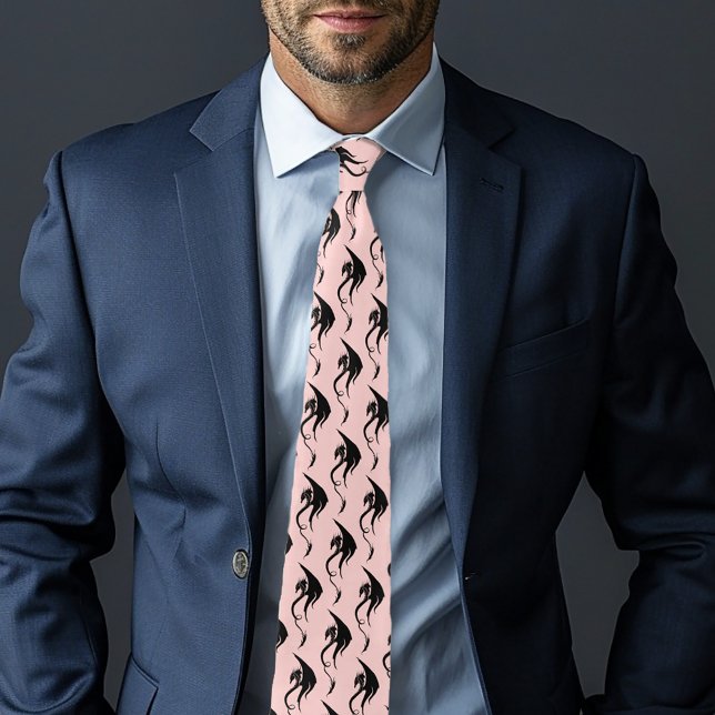 Black Pink Tribal Dragon Neck Tie (Creator Uploaded)