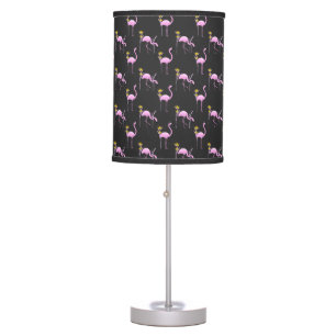 BLACK & PINK TROPICAL FLAMINGO BIRDS TABLE LAMP