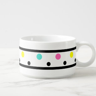Black Pink Turquoise Yellow Polka Dots Chili Bowl