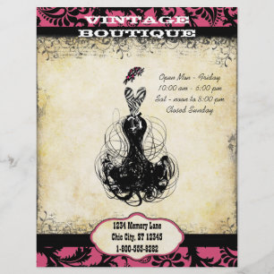 Black & Pink Vintage Dress Boutique or Business Flyer