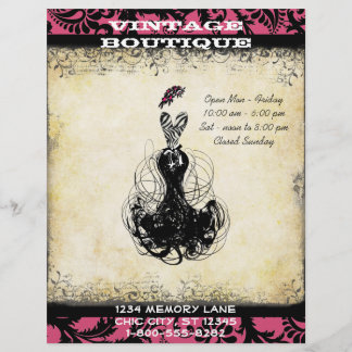 Black & Pink Vintage Dress Boutique or Business Flyer