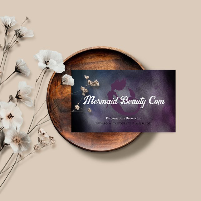 Black Pink watercolor mermaid beauty Business Card (Creator Uploaded)