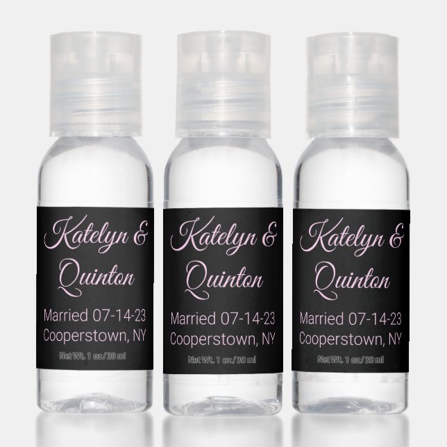 Black & Pink Wedding Hand Sanitizer (Set)