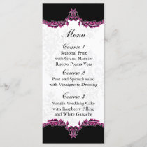 black pink wedding menu