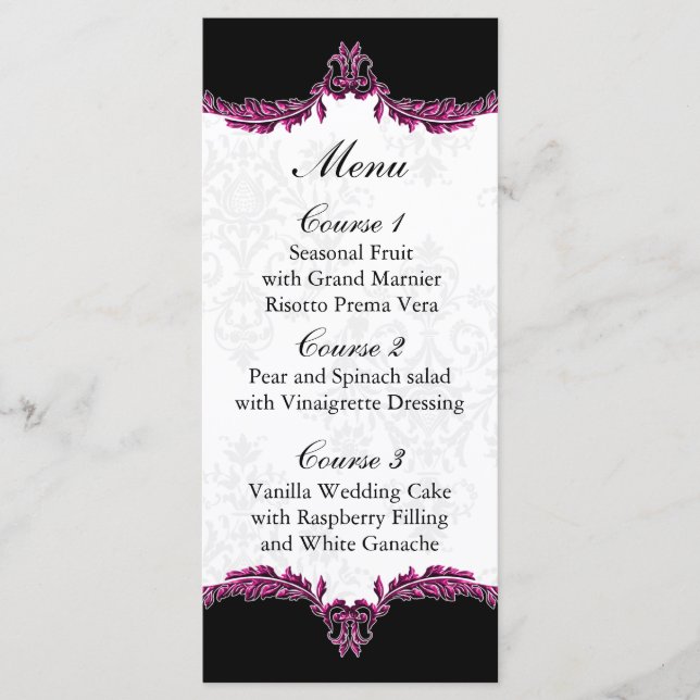 black pink wedding menu (Front)
