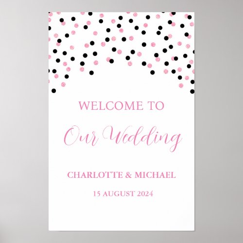 Black Pink Wedding Welcome Custom 12x18 Poster