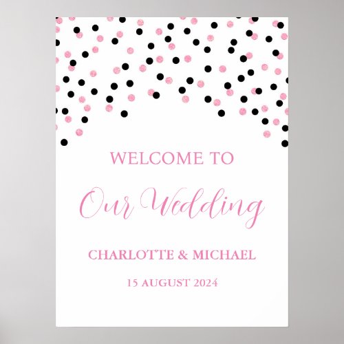 Black Pink Wedding Welcome Custom 18x24 Poster