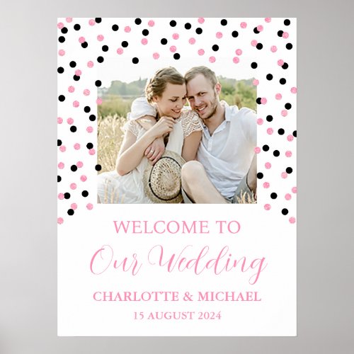 Black Pink Wedding Welcome Custom 18x24   Poster