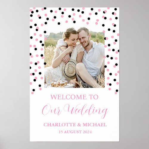 Black Pink Wedding Welcome Custom 20x30   Poster