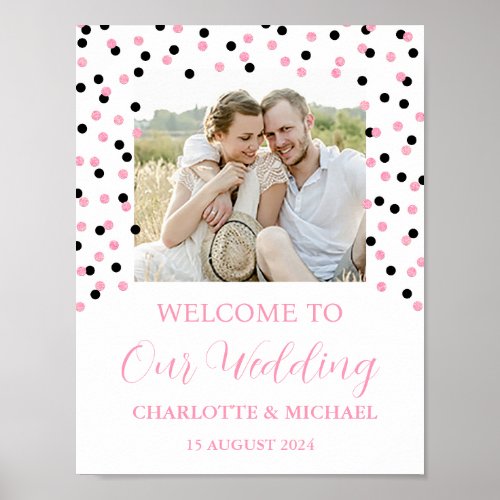 Black Pink Wedding Welcome Custom 85x11   Poster