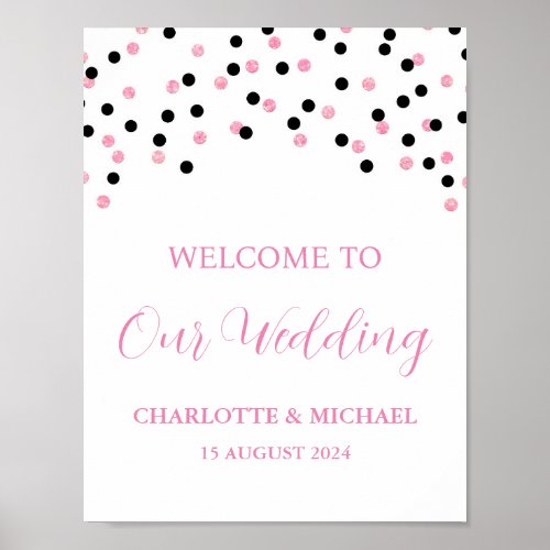 Black Pink Wedding Welcome Custom 85x11 Poster