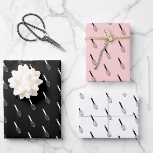 Black Pink White Balloon Whisk Patterns Wrapping Paper Sheets