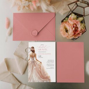 Black Pink White Glam Gown Bridal Shower Invite