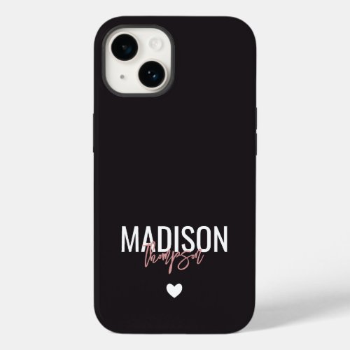 Black Pink White Heart Name  Last Name Case_Mate iPhone 14 Case