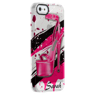 Black, Pink & White Hot High Heels Clear iPhone SE/5/5s Case