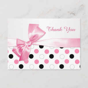 Black, pink, white polka dot Bat Mitzvah Thank You