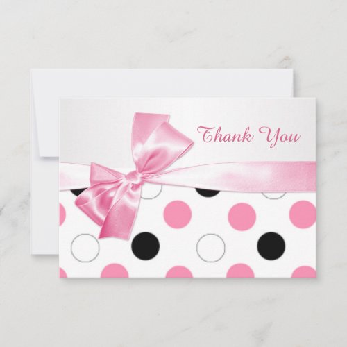 Black pink white polka dot Bat Mitzvah Thank You