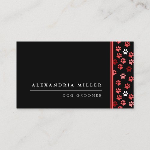 Black Pink  White Puppy Dog Paws  Pet Business Card