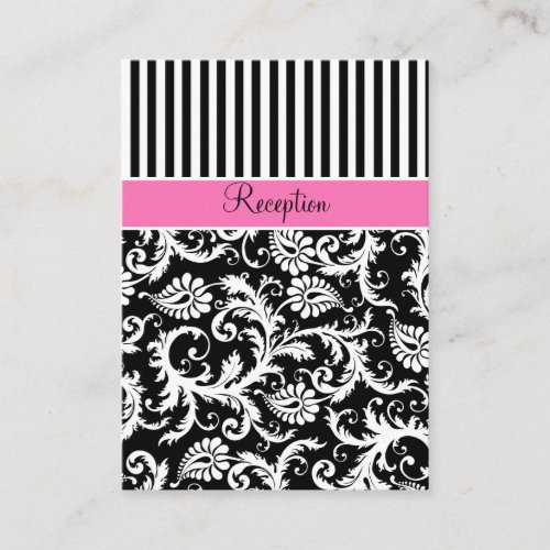 Black Pink White Stripe Damask Enclosure Card