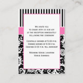 Black Pink White Stripe Damask Enclosure Card (Back)