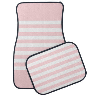 Black Pink & White Stripe Floor Car Mats