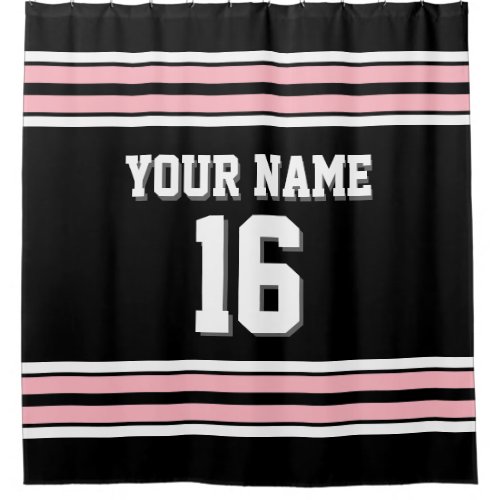 Black Pink White Stripes Sports Jersey Shower Curtain