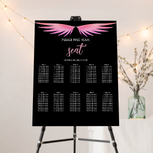 Black, Pink Wings, Find Your Seat, Seating Chart Foam Board