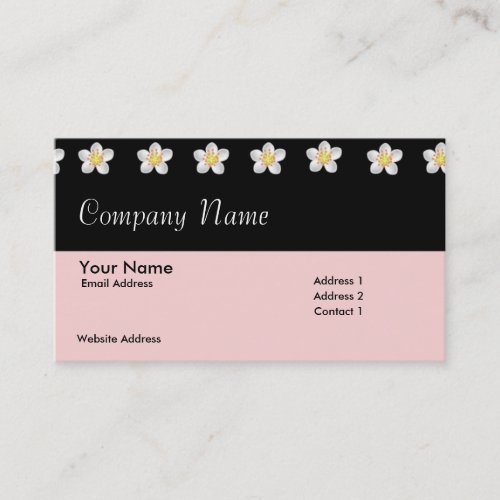 Black &amp; Pink with Flowers Business Card