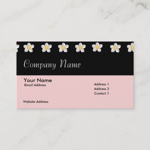 Customizable Black &amp; Pink with Flowers Business Card
