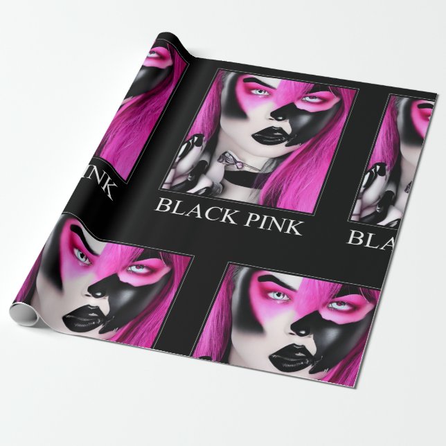 Black Pink Wrapping Paper  (Unrolled)