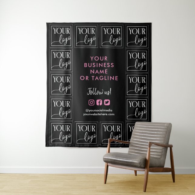 Black Pink Your Logo & Social Media Backdrop (In Situ)