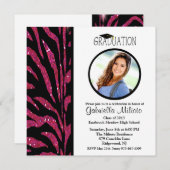 Black & Pink Zebra Photo Graduation Invitation (Front/Back)
