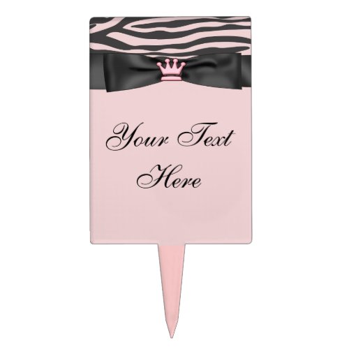 Black Pink Zebra Princess Cake Topper