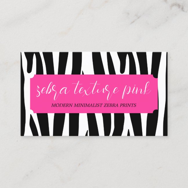 Black Pink Zebra Print Boutique Business Card