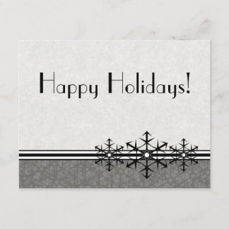 Black Pinstripe Holiday Snowflake Invitation
