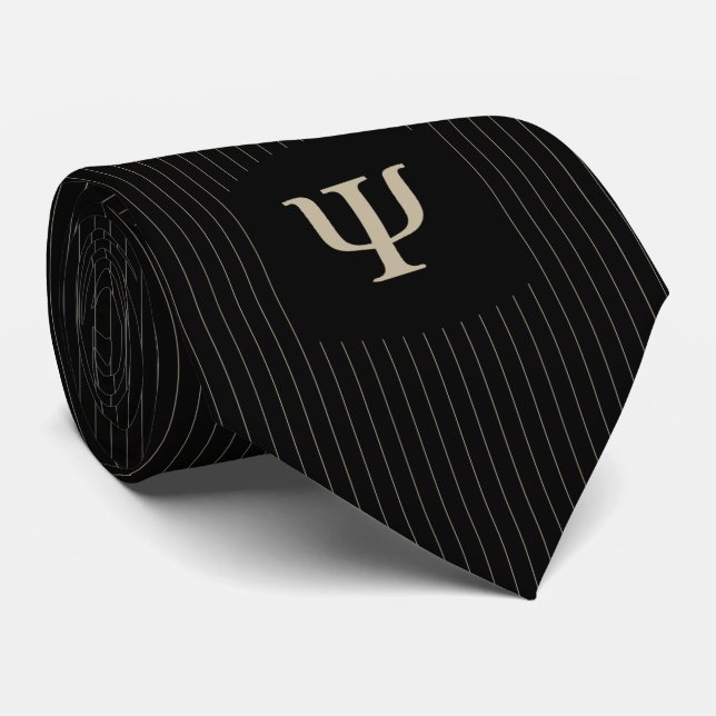 Black Pinstriped Psychologist Tie (Rolled)