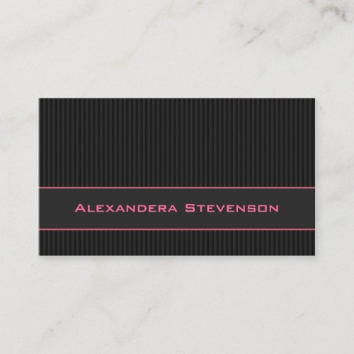 Black Pinstripes, Pink Professional Business Card Template