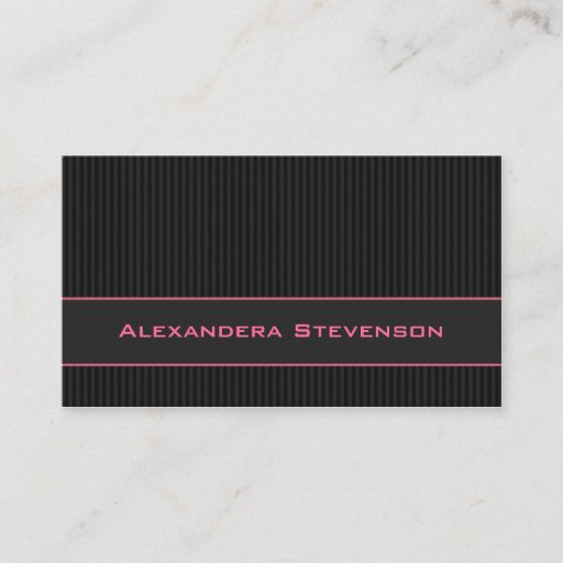 Customizable Black Pinstripes, Pink Professional Business Card Template