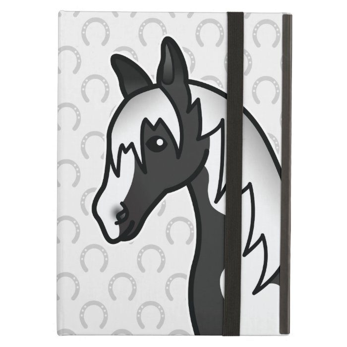 Black Pinto Cartoon Horse Head iPad Case