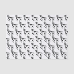 Black Pinto Cartoon Trotting Horse Pattern Tissue Paper