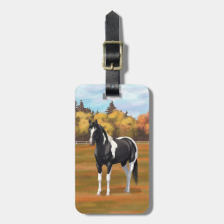 Black Pinto Paint Quarter Horse Stallion Luggage Tag