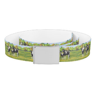 Black Pinto Paint Quarter Horses In Summer Pasture Belt