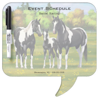 Black Pinto Paint Quarter Horses In Summer Pasture Dry Erase Board